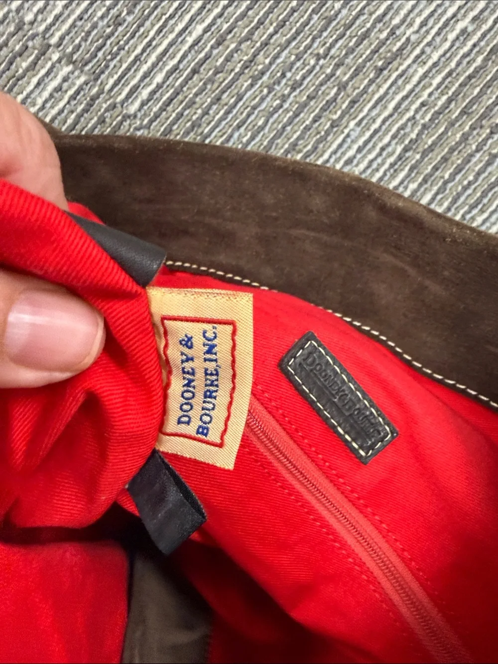 Vintage Dooney & Bourke Brown Suede Slouchy Hobo with Brass Clip-EUC